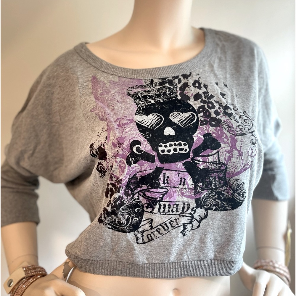 Eye-Catching New Arrival: Gray Long Sleeve Crop Top by Eye Candy